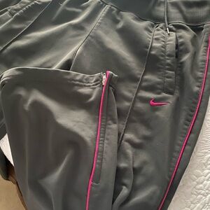 Nike smoke grey Joggers with Pink Piping